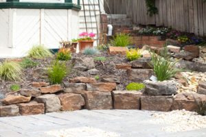 Rock wall with horticulture surround